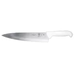 image of Mercer M18120 Chef Knife – 10" Stamped Carbon Steel Blade, White Handle with Finger‑Points