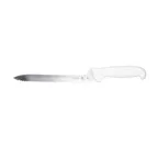 image of Mercer M18130 Bread Knife, 8" High‑Carbon Japanese Steel, White Handle with Points & Guard, NSF