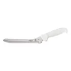 image of Mercer M18135 - 8" Bread Knife, High Carbon Steel Blade, White Plastic Handle, Guard, NSF