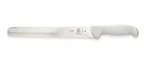 image of Mercer M18142 10" Stamped Steel Slicer Knife, White Handle, Wavy Edge, Finger Guard, NSF