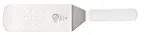 image of Mercer M18710WH Steel Turner, 8" x 3" Blade, 14-3/4", White Handle, Perforated Japanese Steel, NSF