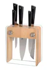 image of Mercer M19105 ZüM 6‑Piece Set with 6", 8", 8", 6" and 3" knives – Carbon Blades, NSF, Glass Block