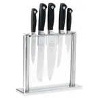 image of Mercer M20000 Genesis 6‑Piece Knife Set – 5‑8" Knives, Steel Blades, Black Handles, NSF, Glass Block