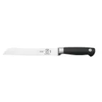 image of Mercer M20508 Genesis Bread Knife, 8" Forged High‑Carbon Stainless Blade Black Plastic Handle NSF