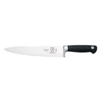 image of Mercer M20609 Genesis Chef Knife - 9" Carbon Steel Blade, Black Santoprene Handle, NSF