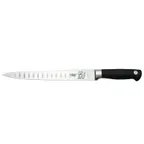 image of Mercer M21030 Carving Knife, 10" Stainless Steel Blade, Black Plastic Handle, Granton Edge, NSF
