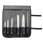 image of Mercer M21800 Genesis 7‑Pc Knife Roll – 7‑Pocket Strap, 3‑1/2"–8" knives, 10" Sharpener Handles, NSF