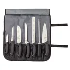 image of Mercer M21820 8-Piece Set - 7-Pocket, Strap, 3-1/2"-11" Knives, Black Santoprene Handles, NSF - 1/Bag