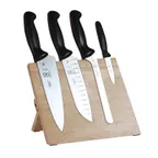 image of Mercer M21980 Magnetic Board – Knife Set: 8" Chef, 7" Santoku, 3½" Paring, 8" Bread, Black, NSF