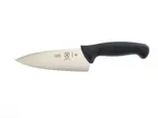 image of Mercer M22606 - 6" Stamped Chef Knife, Steel Blade, Black Santoprene Handle, Finger Guard, NSF