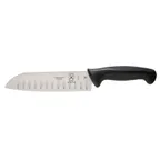 image of Mercer M22707 Santoku Knife, 7" Blade, Granton Edge, Japanese Steel, Santoprene Poly Handle, NSF
