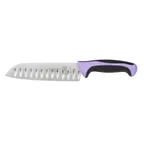 image of Mercer M22707PU - 7" Purple Santoku Knife, Steel Granton Blade, Santoprene/Poly Handle, NSF