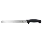 image of Mercer M23112 12" Stamped Slicer Knife Wavy Edge Japanese Steel Blade Santoprene Handle Guard NSF