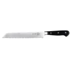 image of Mercer M23570 Bread Knife, 8" Forged High‑Carbon Steel Blade, Black Delrin Handle, NSF