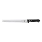 image of Mercer M23710 - 11" Stamped Carbon Steel Meat Slicer, Black Delrin Handle, Wavy Edge, NSF