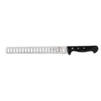 image of Mercer M23720 Slicer Knife, 11" Stamped High‑Carbon, Riveted Granton Edge, Black Delrin Handle, NSF