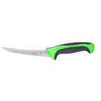 image of Mercer M23820GR Boning Knife – 6" Curved Stamped Blade, Carbon Steel, Green Plastic Non‑Slip Handle