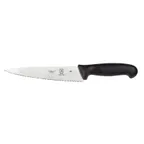 image of Mercer M23830 Chef Knife – 7.5" Stamped Japanese Steel Blade, Black Handle, Wavy Edge, NSF