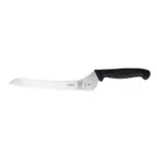 image of Mercer M23890 9" Bread Knife, Offset Wavy Edge, Steel Blade, Black Santoprene Handle with Guard NSF