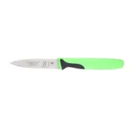 image of Mercer M23930GR Paring Knife, 3" Stamped Spear, Carbon Steel Blade, Green Santoprene Handle, NSF