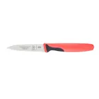 image of Mercer M23930RDB - 3" Stamped Spear-Point Paring Knife, Blade, Red Santoprene Handle, NSF