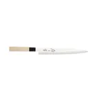 image of Mercer M24010 - Sashimi Knife, 10" Stamped Blade, High Carbon Steel, Wood Handle, Smooth Edge