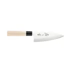 image of Mercer M24106 - Deba Knife, 6" Stamped High Carbon Steel Blade, Wood Handle, Smooth Edge