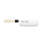 image of Mercer M24307 - Nakiri Knife, 7" Stamped High Carbon Steel Double Edge, 15° Edge, Wood Handle