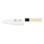 image of Mercer M24407PL - 7" Stamped Santoku Knife, Carbon Steel Double Edge 16°, Santoprene Handle, NSF
