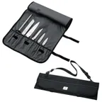image of Mercer M30007M Knife Roll - 21" x 8" x 1" Bag, 7 Pockets, Shoulder Strap, Black, 7‑Piece