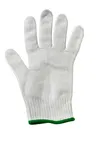 image of Mercer M33413M Millennia Cut Glove, Size M 10‑Gauge, White/Green Cuff, Stainless Steel, ANSI A5