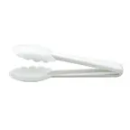 image of Mercer M35100WH Plastic Serving & Utility Tongs, 9-1/2", Nylon Rated To 430°F, White, NSF-Approved