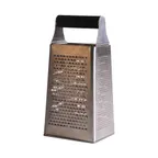 image of Mercer M35420 Box Grater – 9" Stainless Steel, Fine‑Coarse‑Extra & Slice Cuts, Base