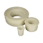 image of Mercer M35501 9-Piece Fluted Cutter Set, 1-3/8" H, Nylon Beveled Edge, 3‑11 cm Sizes, Storage Box