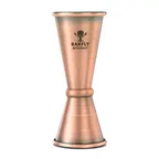 image of Mercer M37003ACP Japanese Bar Jigger, 1‑1/2 Oz & 1 Oz, 18/8 Steel Core, Antique Copper‑Plated
