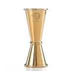 image of Mercer M37003GD Barfly Jigger, 1 Oz / 1‑1⁄2 Oz, 18/8 Stainless Steel, Gold‑Plated