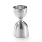 image of Mercer M37006 Barfly Straight Rim Jigger - 1 Oz / 2 Oz Dual, Stainless Steel with Markings