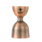 image of Mercer M37006ACP Barfly Jigger, 2 oz & 1 oz, 18/8 Stainless Steel, Antique Copper‑Plated
