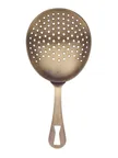 image of Mercer M37028ANG Julep Strainer, 6-1/2", 18/8 SS Core, Gold, Welded Handle/Hole, 2 Prongs