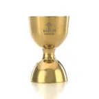 image of Mercer M37098GD Barfly Straight Rim Jigger, 25 & 50 Ml (0.67 & 1.69 oz) Gold Plated Stainless Steel