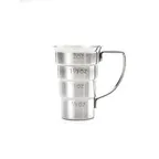 image of Mercer M37108 Barfly® Jigger – 2 oz/½ oz Stepped Steel, Flared Edge, Handle, ½ ml/15 ml Increments
