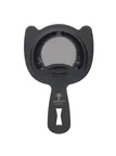 image of Mercer M37185MBK Bar Strainer – 6" Heavy-Duty 18/8 SS Black Fine Mesh 2‑Prong Spring Hanging Hole