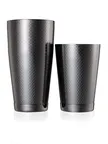 image of Mercer M37200BK Cocktail Shaker Set, 28 oz & 18 oz Stainless Steel Shakers, Black Exterior Finish