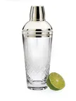 image of Mercer M37210 Glass Cocktail Shaker Set, 24 Oz (700 Ml) 3-Piece Steel Perforated Strainer - Set