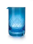 image of Mercer M37220BL - Mixing Glass 17 Oz (500 Ml) 3‑3/4" Dia. x 5‑1/2" H, Blue Base, Pouring Spout