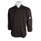 image of Mercer M60010BK8X Chef Jacket, Unisex 8XLarge Black, Poly/Cotton Twill, 8 Buttons, Shoulder Pocket