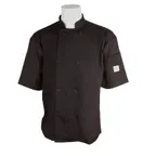 image of Mercer M60013BK1X Chef Jacket, Short Sleeve, XLarge Black, 65/35 Poly/Cotton Twill, 8-Button Front