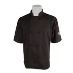 image of Mercer M60014BKS Unisex Jacket, Small Black Short‑Sleeve, 65/35 Poly‑Cotton Twill, 8 Knot Buttons