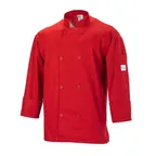image of Mercer M60017RD4X Unisex Chef Jacket, 4XL Red Long‑Sleeve, Poly‑Cotton Twill, Shoulder Pocket