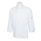 image of Mercer M60017WHXS Unisex Chef Coat, X-Small White, 65/35 Poly-Cotton Twill, Sleeve, 8-Button Front